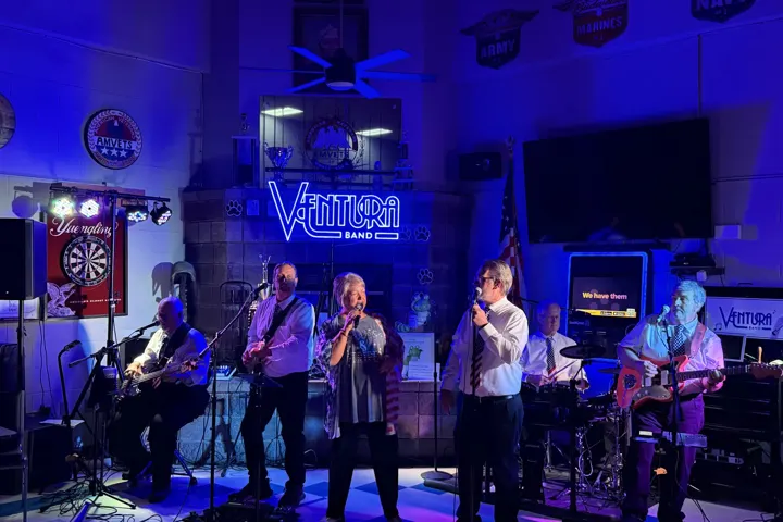 The Ventura Band performing for a crowd